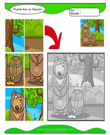 Puzzle Kes Yapıştır Çalışma Sayfaları